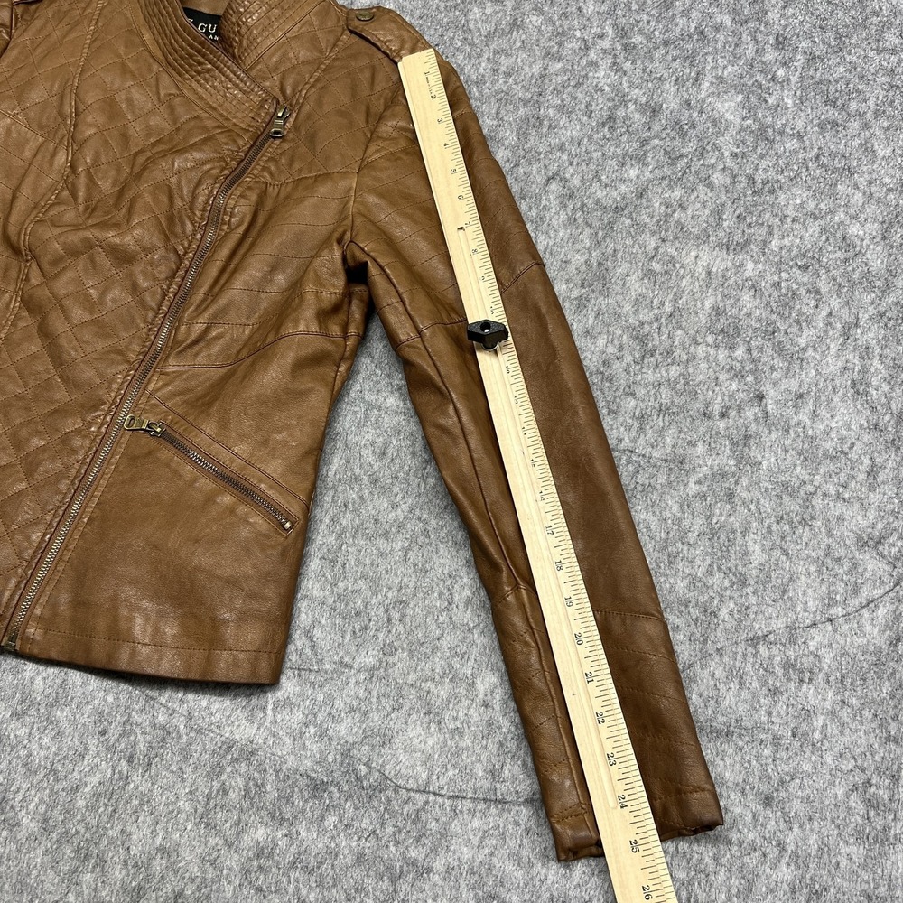 Guess Jacket Womens Medium Quilted Faux Leather Biker Moto Asymmetrical Zip - Picture 16 of 16